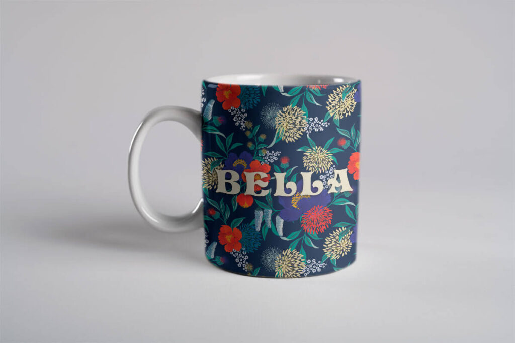 Custom coffee mugs for pets - floral design